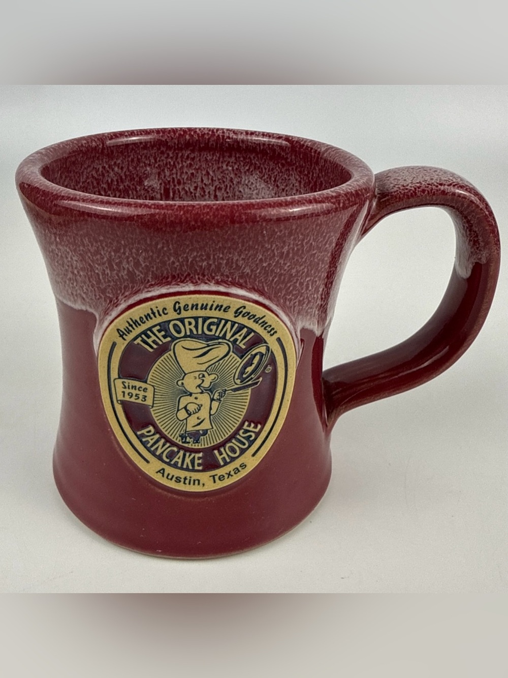 Deneen Pottery The Original Pancake House Coffee Mug Drip Glaze 2024 Austin TX